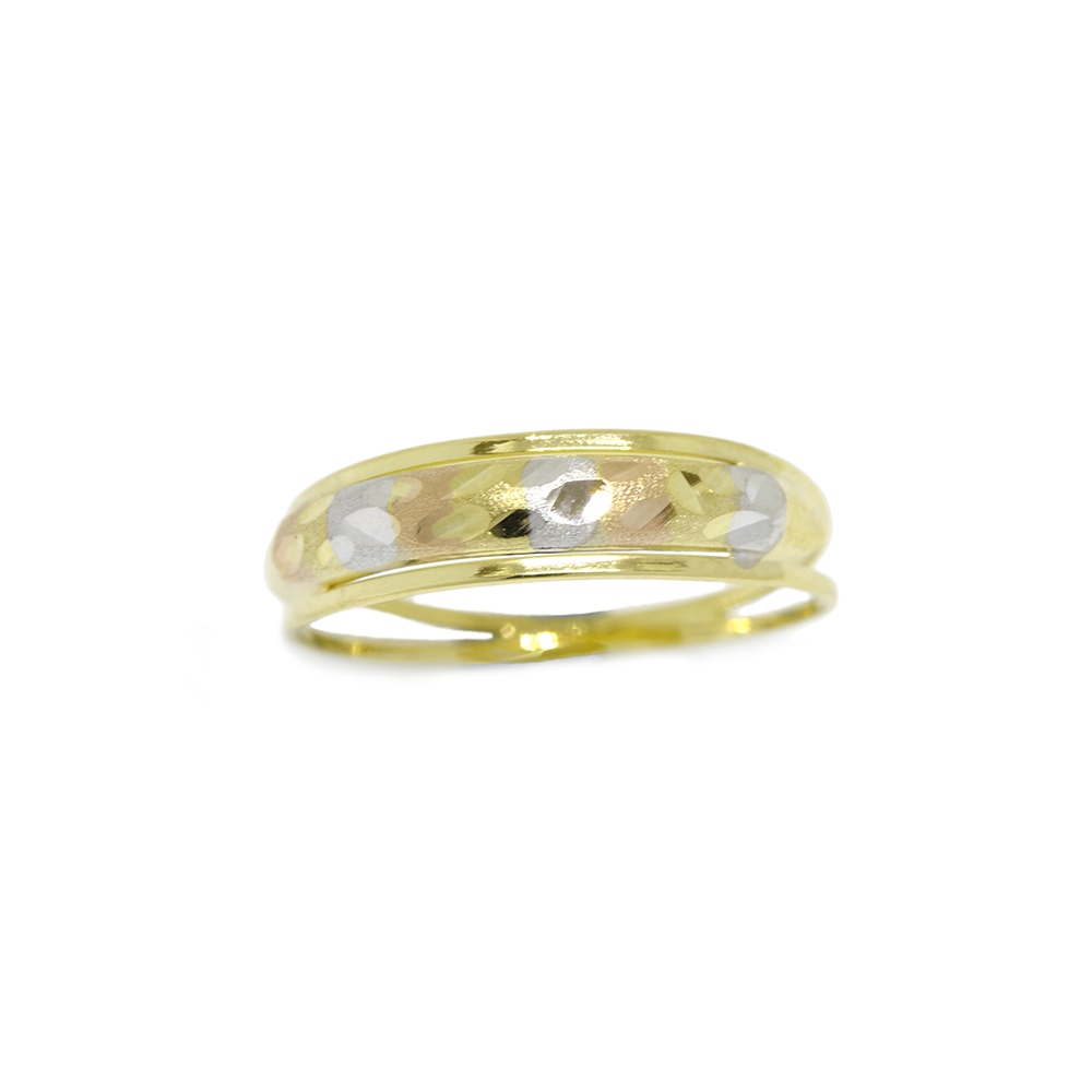 Anel Tricolor Facetado em Ouro 18 Kilates � 25269